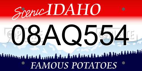 08AQ554 Idaho License Plate