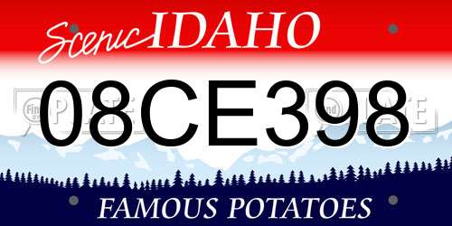 08CE398 Idaho License Plate