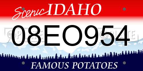 08EO954 Idaho License Plate