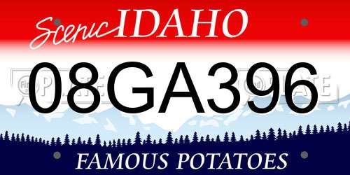 08GA396 Idaho License Plate