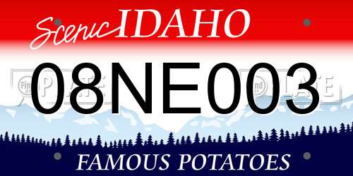 08NE003 Idaho License Plate