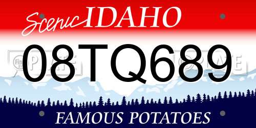 08TQ689 Idaho License Plate