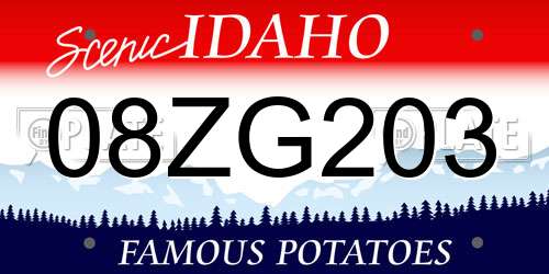 08ZG203 Idaho License Plate