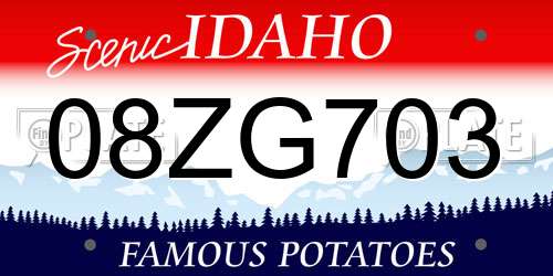 08ZG703 Idaho License Plate