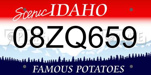 08ZQ659 Idaho License Plate