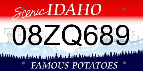 08ZQ689 Idaho License Plate