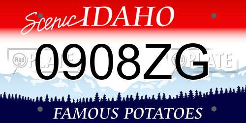 0908ZG Idaho License Plate
