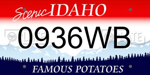 0936WB Idaho License Plate