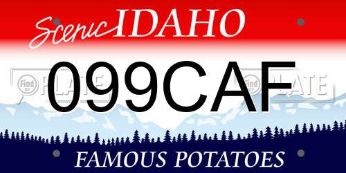 099CAF Idaho License Plate