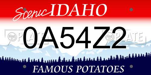 0A54Z2 Idaho License Plate