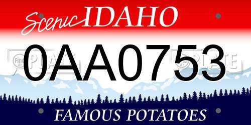 0AA0753 Idaho License Plate