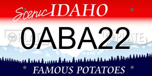 0ABA22 Idaho License Plate