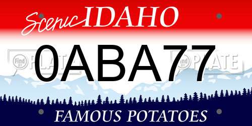 0ABA77 Idaho License Plate