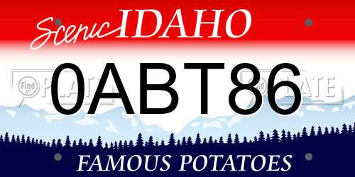 0ABT86 Idaho License Plate