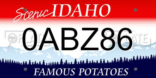 0ABZ86 Idaho License Plate