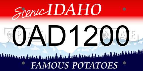 0AD1200 Idaho License Plate