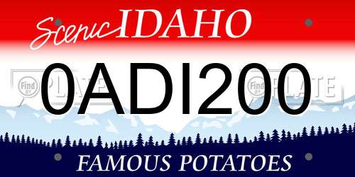 0ADI200 Idaho License Plate