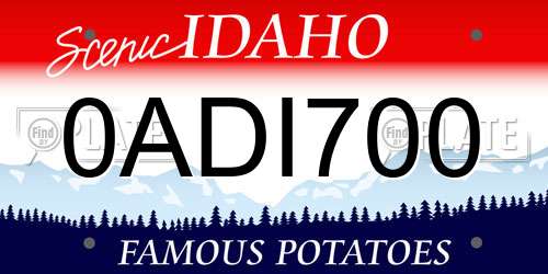 0ADI700 Idaho License Plate