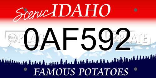 0AF592 Idaho License Plate