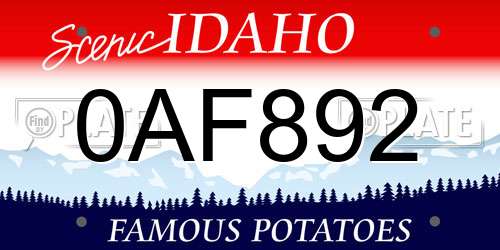 0AF892 Idaho License Plate