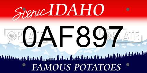 0AF897 Idaho License Plate