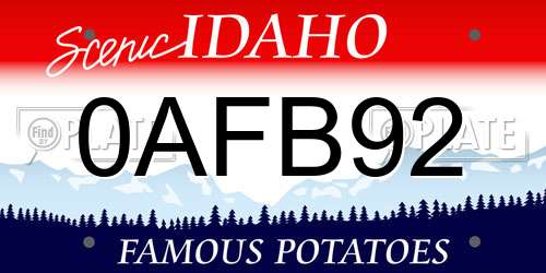 0AFB92 Idaho License Plate