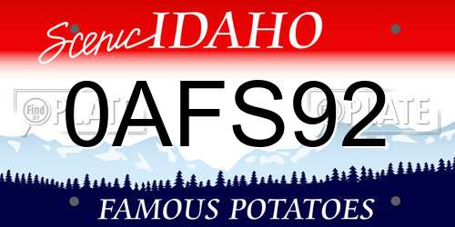 0AFS92 Idaho License Plate