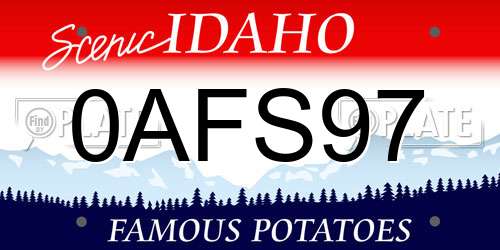 0AFS97 Idaho License Plate