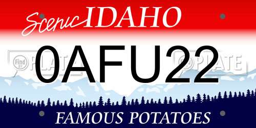 0AFU22 Idaho License Plate