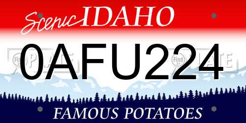 0AFU224 Idaho License Plate