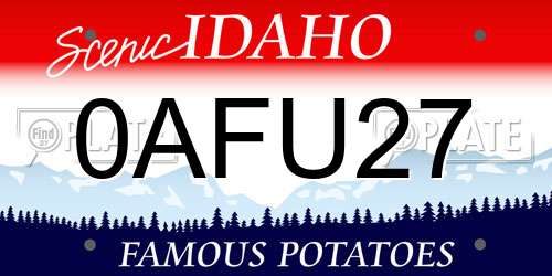 0AFU27 Idaho License Plate