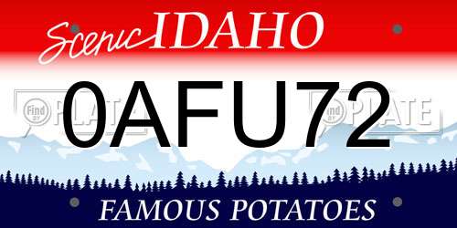0AFU72 Idaho License Plate