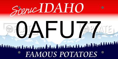 0AFU77 Idaho License Plate