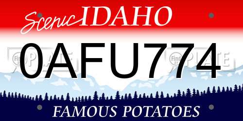 0AFU774 Idaho License Plate
