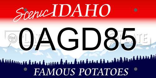 0AGD85 Idaho License Plate