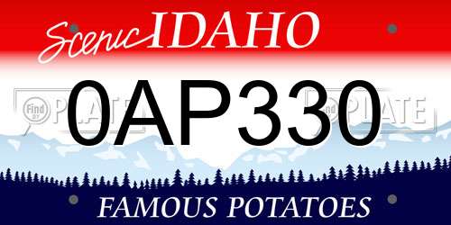 0AP330 Idaho License Plate