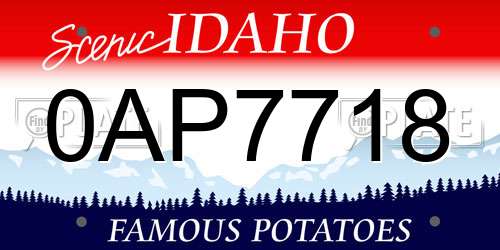 0AP7718 Idaho License Plate