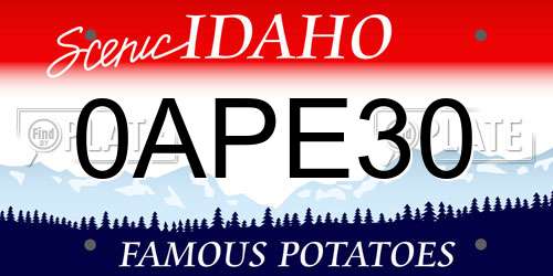0APE30 Idaho License Plate