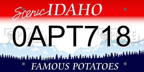 0APT718 Idaho License Plate