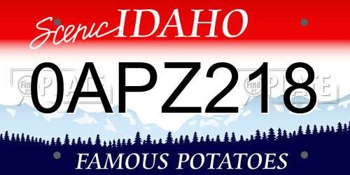 0APZ218 Idaho License Plate