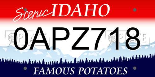 0APZ718 Idaho License Plate