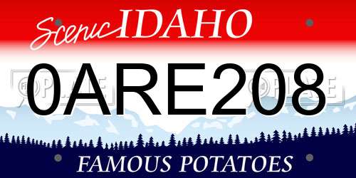0ARE208 Idaho License Plate