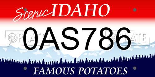 0AS786 Idaho License Plate
