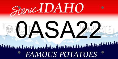 0ASA22 Idaho License Plate