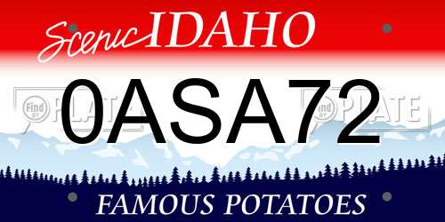 0ASA72 Idaho License Plate