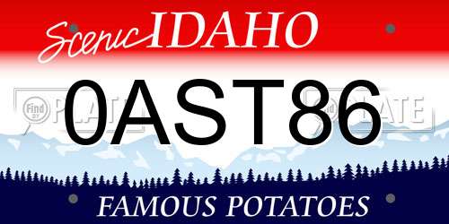 0AST86 Idaho License Plate