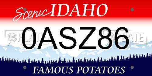 0ASZ86 Idaho License Plate