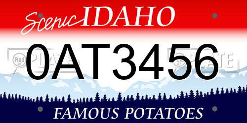 0AT3456 Idaho License Plate