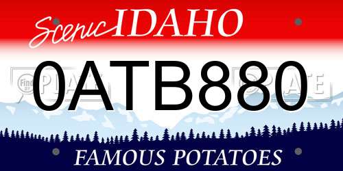 0ATB880 Idaho License Plate