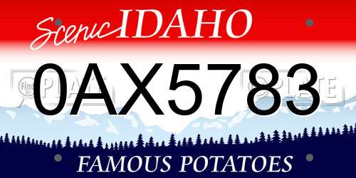 0AX5783 Idaho License Plate